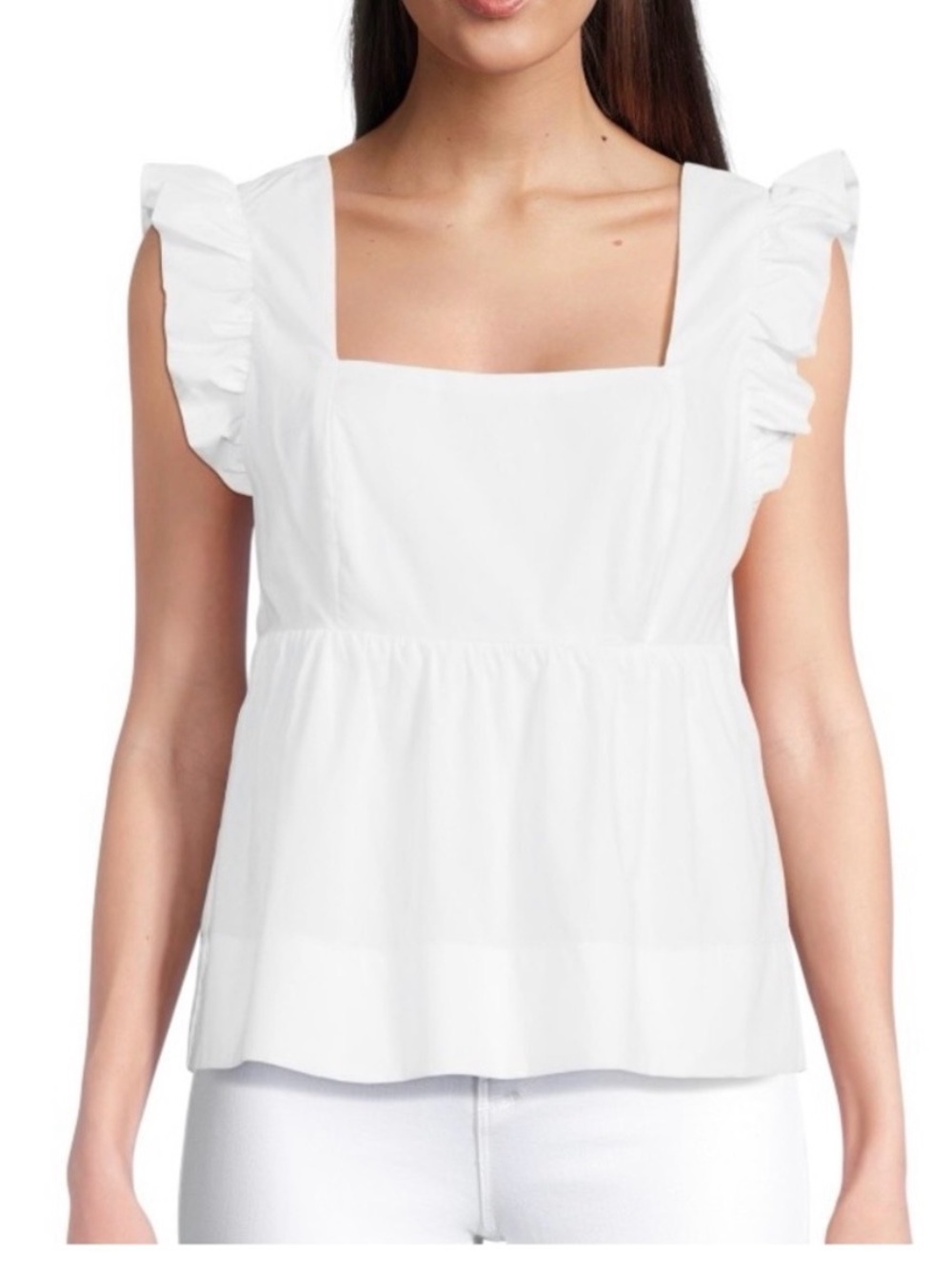 Lilly Pulitzer Women’s White Ruffle Sleeve Square Neck Top
